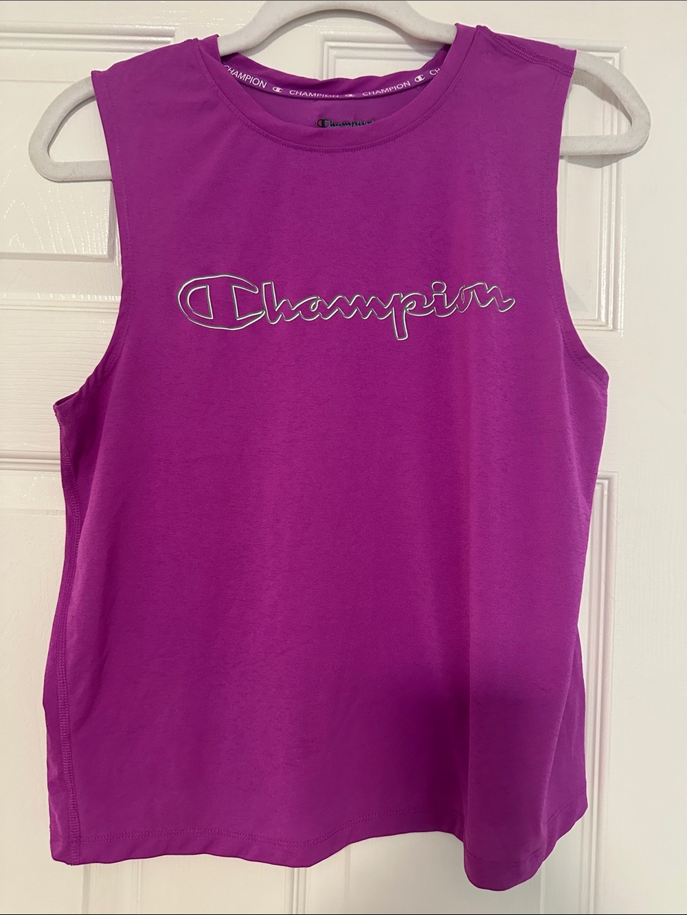 Champion Women's Magenta Muscle Tank with Script Logo